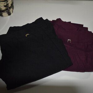 2 pairs of Rafaella Sateen Pants - Sz 18 - Black & Burgandy